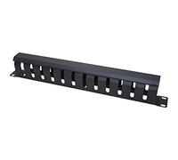 Duontyye 1U Cable Management Horizontal Mount 19 Inch Server Rack, 12 Slot Metal Finger Duct Wire Organizer with Cover