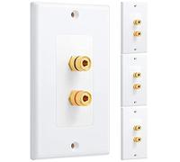 Duontyye 4 Pack Single Gang 1.0 Speaker Wire Wall Plate (Banana Plug Wall Plate) for 1 Speaker, White