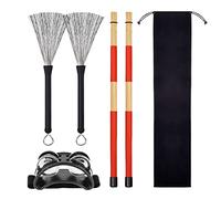 Duontyye 4Pcs Drum Professional Wooden Acoustic Drum Brushes Drum Sticks Tools Kit for Lovers Drum Players