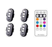 Duontyye 4Pcs Motorcycle LED Warning Light Universal Mini Signal Light Drone with Controller Strobe Light 8 Color Indicator