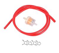 Duontyye 6mm gasoline Filter + Petrol Pipe Hose Line + 4 Clips Mini for Moto Scooter Dirt Bike red
