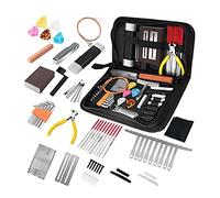 Duontyye 79Pcs Guitar Tool Kit Guitar Parts Guitar Repair Kit with Guitar String Plectrum Bridge Pins Gauges