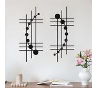 DUOOLN 2 Pcs Black Abstract Metal Wall Decor, Minimalist Hanging Wall Single Line Art, Modern Geometrical Metal Wall Sculptures Painting for Living Room Bedroom Bathroom Study Room Home Ornamental