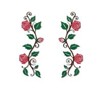 DUOOLN 2 Pcs Metal Rose Tree Leaf Wall Decor, Long Iron Scroll Vine Wall Art Above, Rustic Hanging Sign Flowers Sculpture, For Above Door Living Room Office Indoor And Outdoor Decoration - Color 2