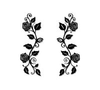 DUOOLN 2 Pcs Metal Rose Tree Leaf Wall Decor, Long Iron Scroll Vine Wall Art Above, Rustic Hanging Sign Flowers Sculpture, For Above Door Living Room Office Indoor And Outdoor Decoration - Black