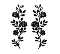 DUOOLN 2 Pcs Metal Rose Tree Leaf Wall Decor, Long Iron Scroll Vine Wall Art, Rustic Hanging Sign Flowers Sculpture, For Above Door Living Room Office Indoor And Outdoor Decoration - Black