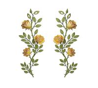 DUOOLN 2 Pcs Metal Rose Tree Leaf Wall Decor, Long Iron Scroll Vine Wall Art, Rustic Hanging Sign Flowers Sculpture, For Above Door Living Room Office Indoor And Outdoor Decoration - Gold