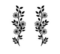 DUOOLN 2 Pcs Metal Tree Leaf Wall Decor, Long Iron Scroll Vine Wall Art Above, Rustic Hanging Sign, Line Flowers Sculpture for above Door Living Room Office Indoor and Outdoor Decoration - Black