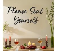 DUOOLN 3 Pcs Large Metal Please Seat Yourself Wall Decor Art, Modern Family Inspirational Quotes Hanging Sign. Simple Word Letter Sculpture for Living Rooms Offices Indoor Outdoor Decorations-Black