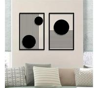 DUOOLN Large 2 Pcs Abstract Metal Wall Art,Black Modern Geometric Wall Decor Hanging,Minimalist Single Line Art Wall Décor Sculptures, Living Room Bedroom Bathroom Office Farmhouse Decoration