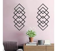 DUOOLN Large 2Pcs Abstract Metal Wall Art Decor, Black Modern Geometric Hanging Sign, Minimalist Single Line Décor Sculptures, Living Room Bedroom Bathroom Office Farmhouse Decoration-17.32 x 9.6 in