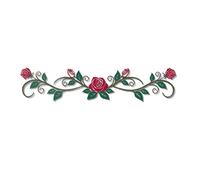 DUOOLN Large Metal Rose Wall Decor，Long Iron Scroll Vine Art Above，Rustic Leaf Hanging Sign，Metal Flowers Sculpture for above Door Living Room Office Indoor and Outdoor Decoration