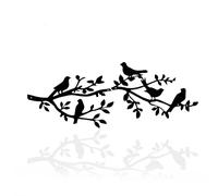 DUOOLN Metal Bird Wall Art, Branch Leaf Decor,Leaves Hanging Sculpture Sign | Iron Rustic Birdhouse Decoration-Gothic Birds Decorations Silhouette Pictures-Home Balcony Garden Ornament-27 in-Black
