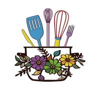DUOOLN Metal Kitchen Signs Wall Decor, Modern Kitchenware Line Art, Rustic Home Hanging Pictures Country Farmhouse Sign For Mardi Gras Easter Dining Room -Purple