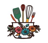 DUOOLN Metal Kitchen Signs Wall Decor, Modern Kitchenware Line Art, Rustic Home Hanging Pictures Country Farmhouse Sign For Mardi Gras Easter Dining Room -Red