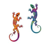 DUOOLN Metal Lizard Gecko Wall Decor Art, 2 Pack Garden Hanging Sculpture