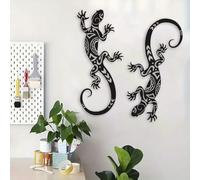 DUOOLN Metal Lizard Gecko Wall Decor Art, 2 Pack Outdoor Hanging Sculpture