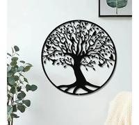 DUOOLN Tree of Life Wall Art - Large Metal Tree Life Wall Decor, Family Tree Wall Plaque, Tree of Life Wall Hanging for Bathroom Kitchen Living Room Bedroom Indoor Outdoor（black-12.5in）