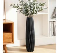 Duoqulou Black Vintage Ceramic Floor Vase, 17.7"/45 cm Tall Decorative Rustic Vase for Living Room, Modern Home Decor, Bedroom, Office, Wedding Centerpieces