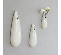 Duoqulou Hanging Wall Vase for Indoor Plants,Set of 3 White Ceramic Wall Planter, Decorative Wall Mounted Flower Vase for Propagation and Succulent Planter