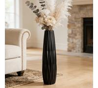 Duoqulou Large Black Ceramic Tall Floor Vase,Vintage 24 Inches /60 cm Glossy Glaze Decorative Rustic Vase for Living Room, Bedroom, Kitchen, Office, Wedding Gift