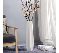 Duoqulou Large White Ceramic Tall Floor Vase, 24 Inches /60 cm Glossy Glaze Decorative Vase for Living Room, Bedroom, Kitchen, Office, Wedding Gift