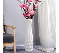 Duoqulou Tall White Floor Vase, 28 Inches / 71 cm Ceramic Standing Flower Vase, Large Decorative for Living Room, Bedroom, Dining, Office, Glossy Glaze, Wedding Gift