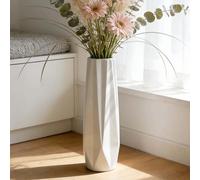Duoqulou White Ceramic Floor Vase, 17.7"/45 cm Tall Decorative Vase for Living Room, Modern Home Decor, Bedroom, Office, Wedding Centerpieces