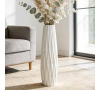 Duoqulou White Tall Floor Vase, 24" / 60 cm Ceramic Large Vase for Living Room, Office, Bedroom, Modern Home Decor, Decorative Flower for Pampas Grass, Wedding Centerpieces