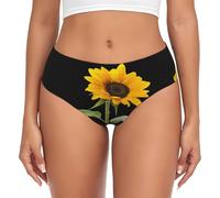 DUORHEV Bloom Sunflower Print Women'S Briefs Comfortable And Versatile Underwear For Everyday Wear Black