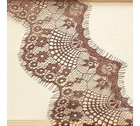 Duories 6 Yards 9.5 cm Elasticity Lace Ribbon Vintage Lace Trimming Lace Border Decorative Ribbon Lace Fabric Lace Trim for Sewing DIY Crafts Wedding Table Decoration Clothing Decoration Gift, Brown