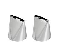DUORUI 2pcs Icing Piping Nozzle Tips Cream Cake Decorating Cupcake Fondant Cake Stainless Steel Flat & Zigzag Large Opening Shape