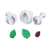 DUORUI 3pcs Cookie Cutters Plunger Biscuit Fondant Cake Mould Plastic for Children DIY Baking Tool Decorating Leaves Patterns