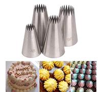 DUORUI 4pcs Icing Piping Nozzle Tips Cream Cake Decorating Cupcake Fondant Cake Stainless Steel Round Zigzag Opening Shape for Making Cookie