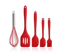 DUORUI 5pcs Silicone Kitchen Utensil Set for Baking, Spatula Turner Egg Whisk Brush Non-Stick Heat Resistant Cookware BBQ Baking Tool