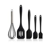 DUORUI 5pcs Silicone Kitchen Utensil Set for Baking, Spatula Turner Egg Whisk Brush Non-Stick Heat Resistant Cookware BBQ Baking Tool