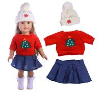 DUORUI Doll Clothes Dress Winter Christmas Outfit Sweater Skirt for American Girl Doll 18 inch Christmas Tree Pattern