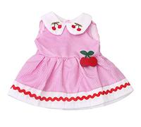 DUORUIMI Doll Clothes Dress Striped Pattern Summer Clothing for American Girl Doll 18-inch with Cherry Decoration (pink)