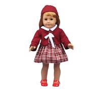 DUORUIMI Doll Clothes Dress Winter Red Outfit Christmas Dress Coat Plaid Pattern with Hat for American Girl Doll 18 inch