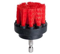 DUOSHIDA 2 inch Diameter Drill Powered Stiff Scrub Cleaning Brush Heavy Duty Cleaning Applications for Bathroom Surfaces, Tile and Grout, Hard Water Stains, Rust (Red)