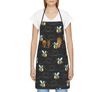 DUOTAOXX Bumble Bees Print Waterproof Bbq Cooking Kitchen Aprons With 2 Pockets For Women Men Chef, White, One size