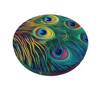 DUOTAOXX Colored Peacock Print Round Bar Chair Cushion Cover Stool Slipcover Round, Soft Bar Stool Seat Cover Cushio