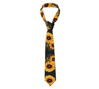 DUOTAOXX Men'S Ties Sunflower Black Background4 Printed Classic Necktie Extra Long Causal Neck Tie 57 Inch, Sunflower Black Background4, One size