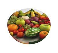 DUOTAOXX Variety Fresh Vegetables Fruits Print Round Bar Chair Cushion Cover Stool Slipcover Round, Soft Bar Stool Seat Cover Cushio