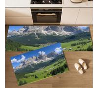 DUOTCYELE 2-Piece Non-slip Mountains Meadows Valleys Kitchen Mat & Rug Set, Washable Mats and Rugs for Kitchen, Fresh Natural Scenery Hallway Runner Set, Dining Room, Entryway Decor 40x60cm+40x120cm