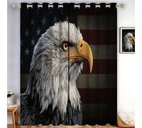 DUOTCYELE Bald Eagle American Flag Black out Curtains, Retro Animal Realism Blackout Window Curtains Decor for Bedroom, Living Room, Black Grommet Window Drapes 2 Panel Set, W66 x L72 Inch
