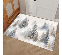 DUOTCYELE Clouds Mist Pine Forest Door Mat 50 x 80 cm - Machine Washable Mat Soft Non Slip Doormat Indoor Retro Hand-Painted Style Floor Mats Heavy Duty Entrance Rug, Gray