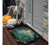 DUOTCYELE Dead Tree Jack-O'-Lantern Bat Door Mat Non-slip Washable Doormat | Low Pile Dark Halloween Rug, Non-slip Bedroom Carpet for Front Entrance Welcome Mat, 50 x 80 cm