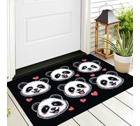 DUOTCYELE Giant Panda Head Door Mat 40 x 60 cm - Machine Washable Mat Soft Non Slip Doormat Indoor Cute Cartoon Animal Floor Mats Heavy Duty Entrance Rug, Black
