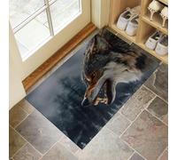 DUOTCYELE Machine Washable Snowfield Gray Wolf Pine Forest Doormat 50 x 80 cm - Soft Short Pile Area Rugs for Bedroom Entrway Non Slip Floor Carpet Door Dark Animals Mat for Kitchen Bathroom, Brown